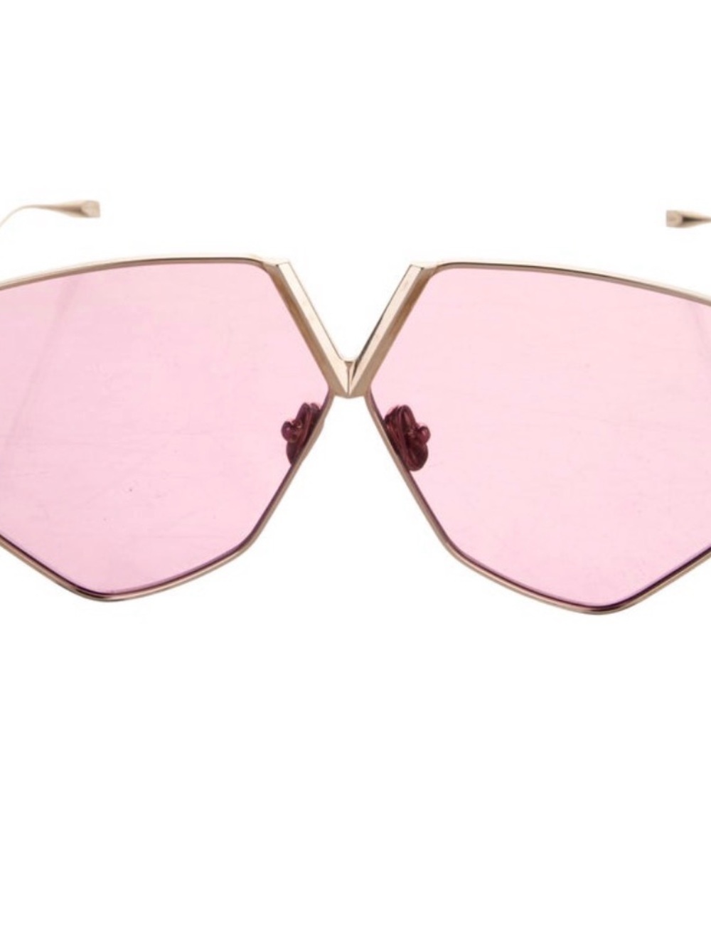 Valentino Pink Lens Sunglasses with Gold V-Bridge - Picture 2 of 6